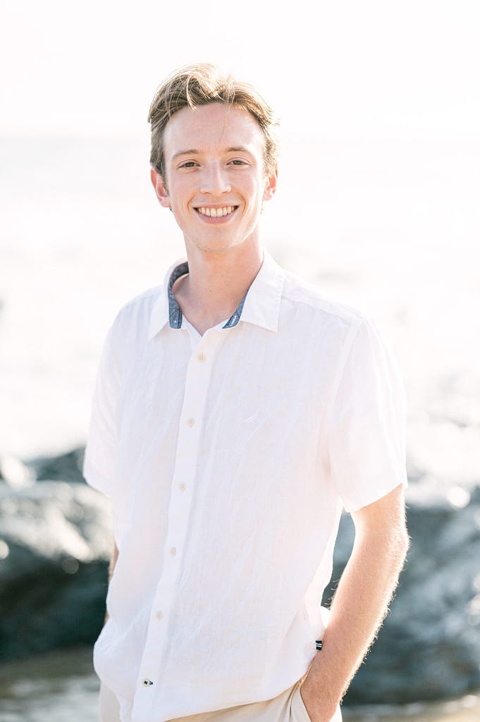 Beautiful portrait of the groom to be at the beach by Amy Huang Photography a San Diego Photographer