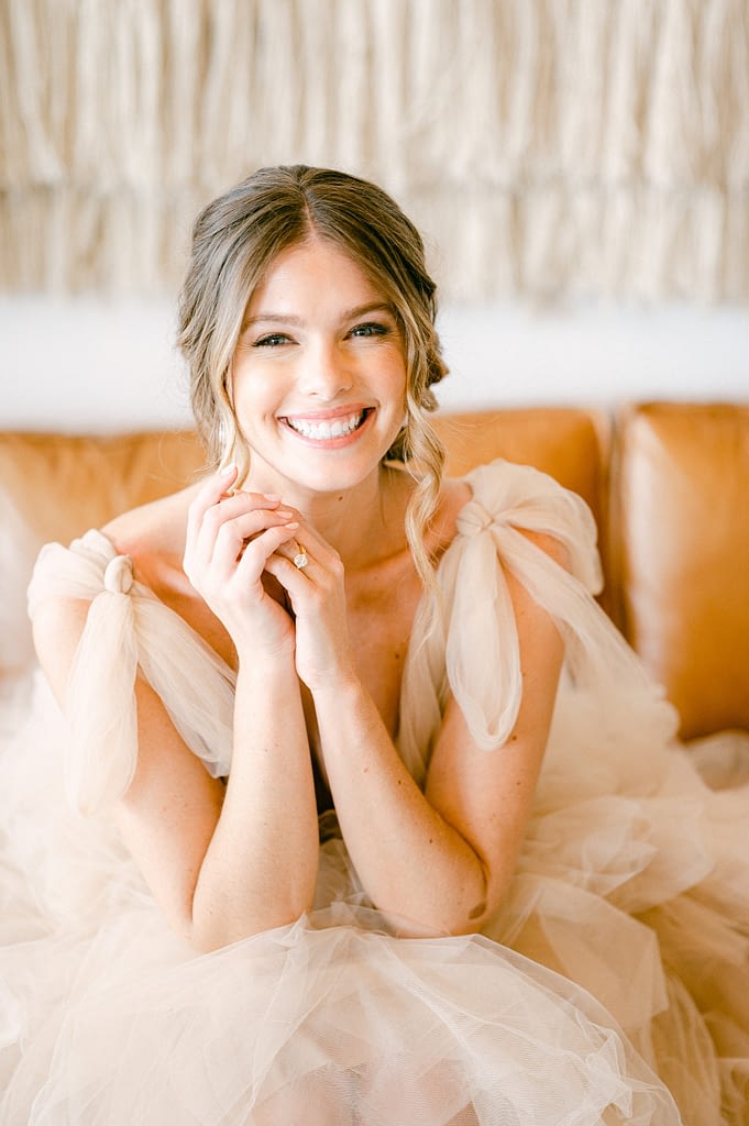 Beautiful bride smiling at the camera and so excited for the day by Amy Huang Photography a San Diego Wedding Photographer